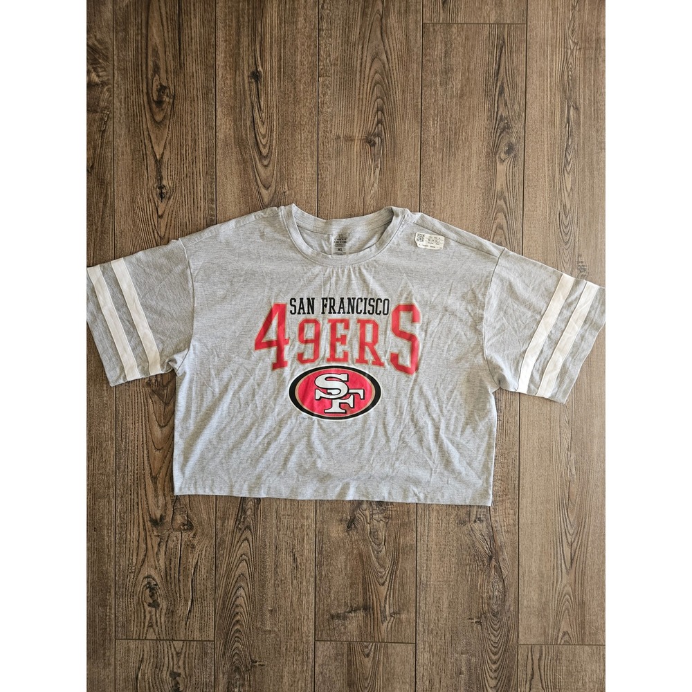 San Francisco 49ers Gameday Couture Women's Crop Top Shirt Gray Size XL